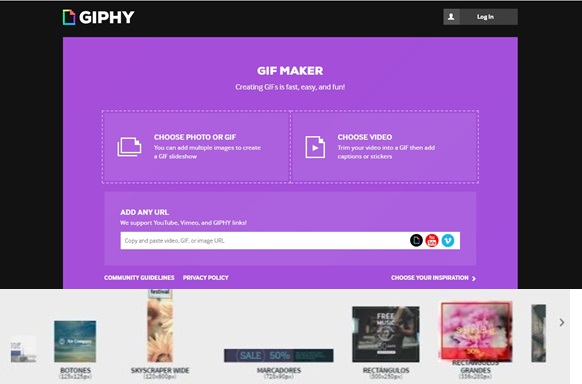 Pagina web de Giphy